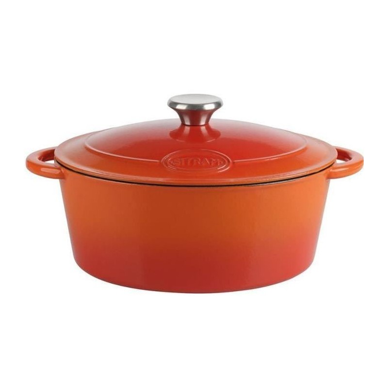 SITRAM Cocotte TRADIFONTE - 712574 - 4L Fonte émaillée ovale blanc et orange - Tous feux dont induction