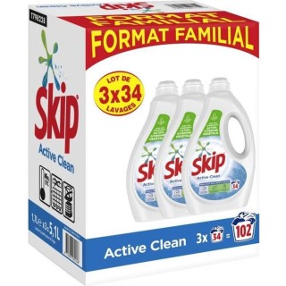 [LOT DE 3] SKIP Format Familial Active Clean - 3x34 Lavages soit 102 l