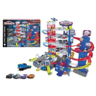 MAJORETTE - Super Chase Center - Garage pour voitures miniatures + 4 v