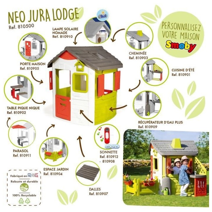 Smoby Maison de Jardin Néo Juralodge en plastique anti-UV Personnalis