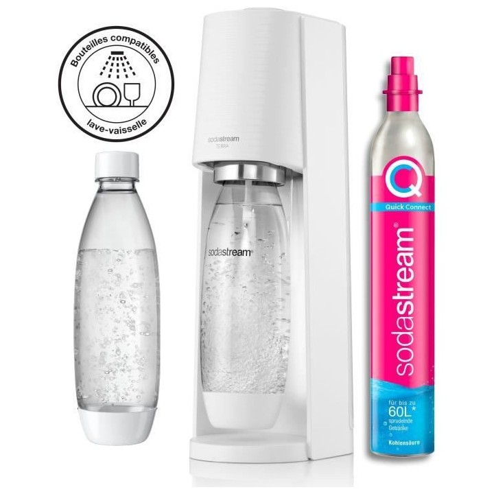 SODASTREAM TERRABILV - Machine TERRA Blanche Pack 2 bouteilles LV + 1