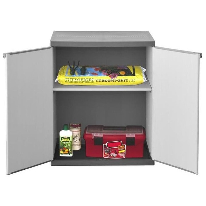 TOOD Armoire de rangement basse en résine 1 tablette