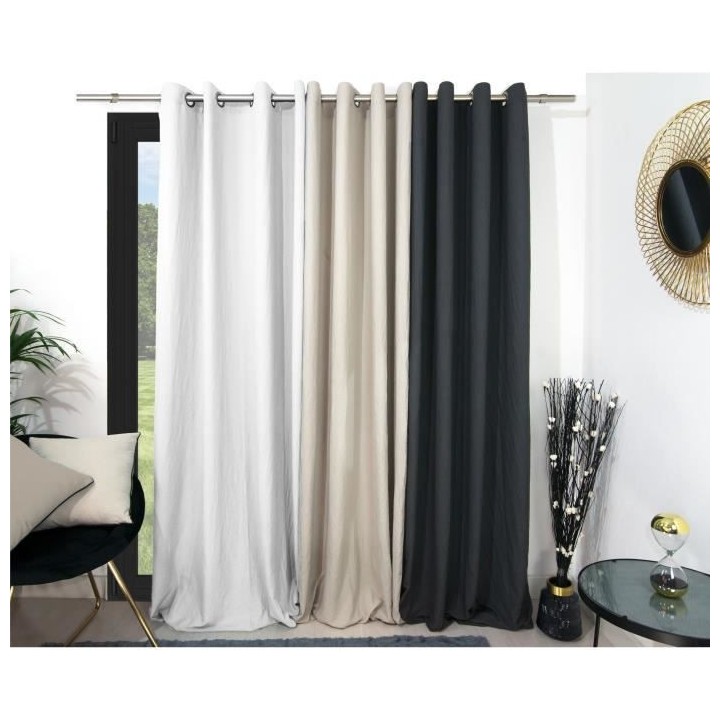 SOLEIL d'OCRE Rideau a oeillets Boheme - 135 x 250 cm - Blanc