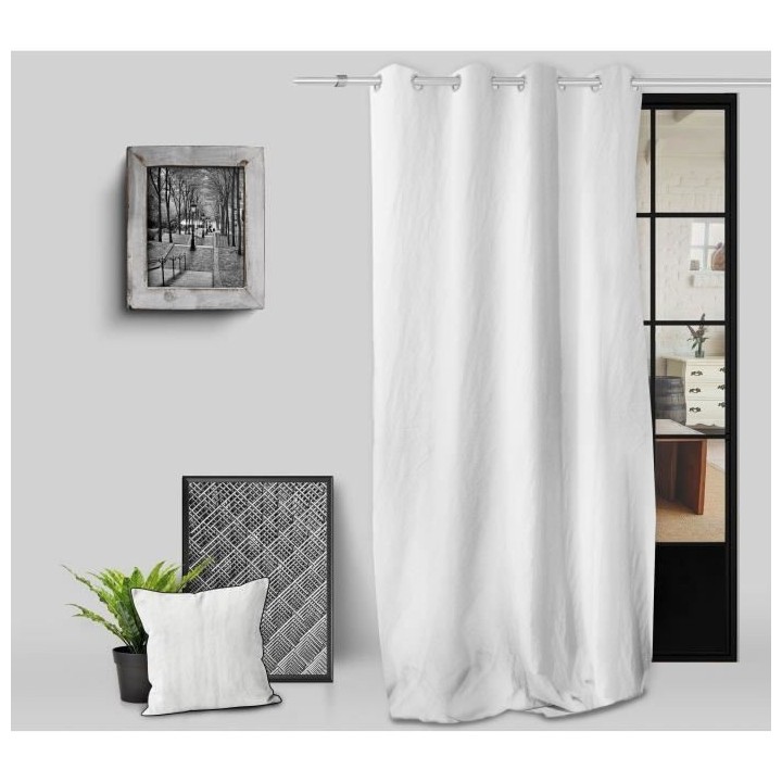 SOLEIL d'OCRE Rideau a oeillets Boheme - 135 x 250 cm - Blanc