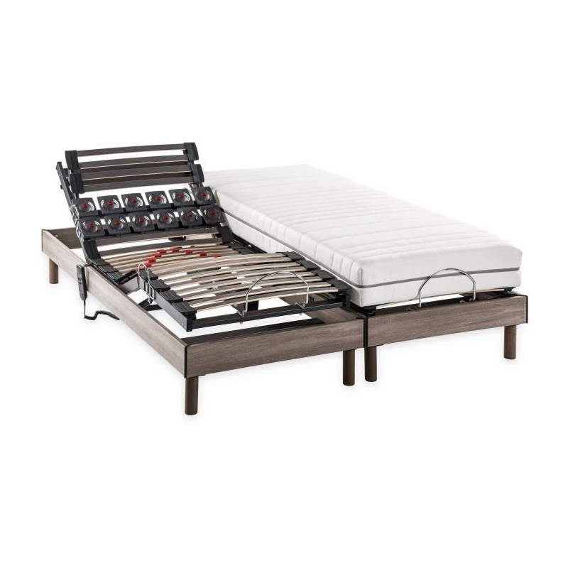 DEKO DREAM Ensemble matelas+sommier relaxation électrique ERGO 2 Dreamzone - 2x80x200 cm - Matelas ressorts ensachés