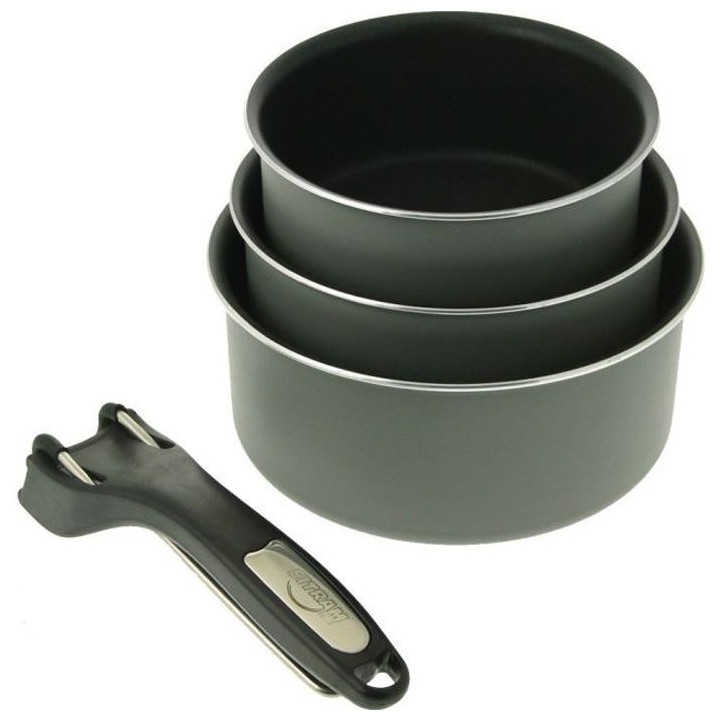 SITRAM Set 3 casseroles 16/18/20cm tous feux dont induction + pince