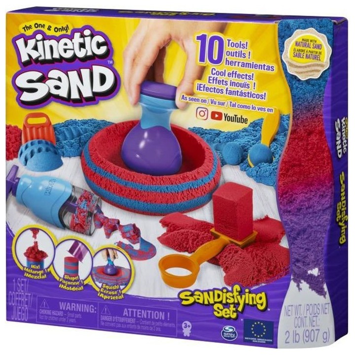 KINETIC SAND - COFFRET SANDISFYING 907 G de sable + 10 MOULES - 604723