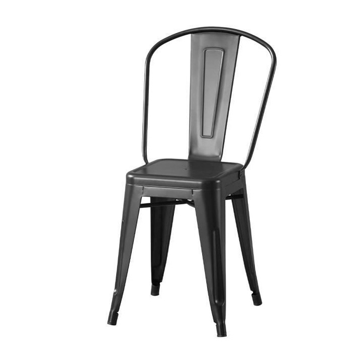 Lot de 4 chaises en métal noir - L 44 x P 45 x H 85 cm - DARA