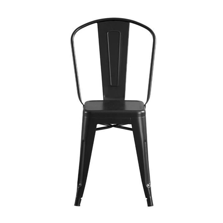 Lot de 4 chaises en métal noir - L 44 x P 45 x H 85 cm - DARA