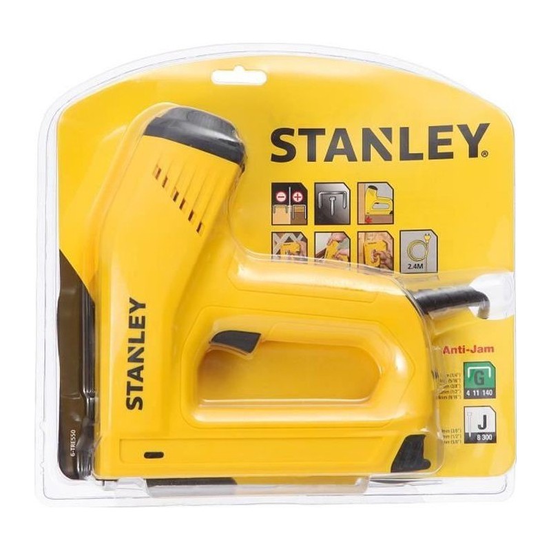 Agrafeuse électrique STANLEY - 6-TRE550 avec câble de 2,5 m pour agrafe de type G et clous de type J - Gamme PRO