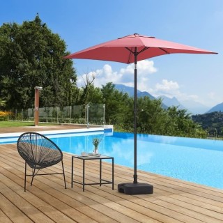 Parasol droit rectangulaire 1,4 x 2,10 m - inclinable & avec manivelle