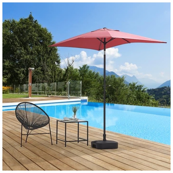 Parasol droit rectangulaire 1,4 x 2,10 m - inclinable & avec manivelle