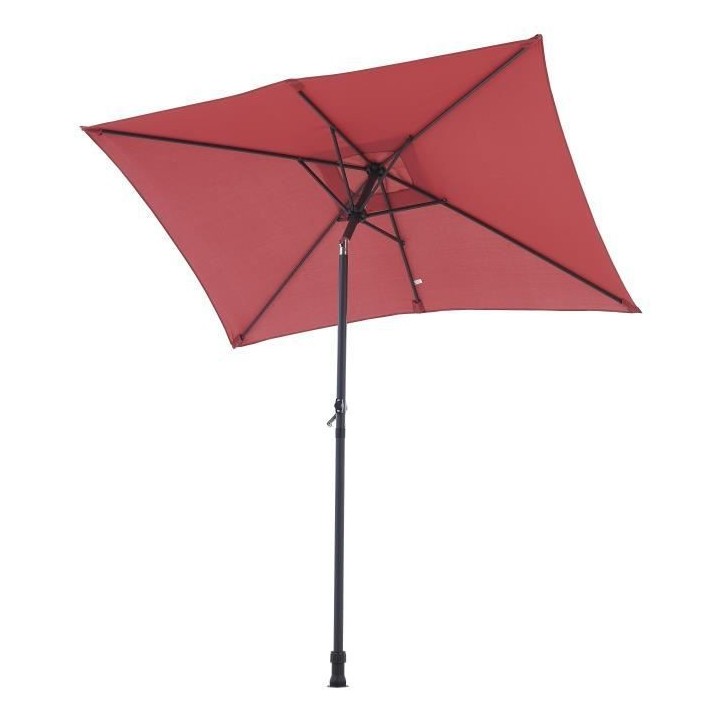 Parasol droit rectangulaire 1,4 x 2,10 m - inclinable & avec manivelle
