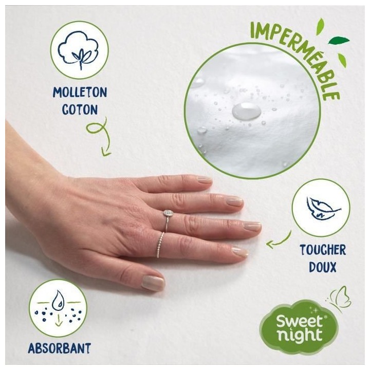 SWEET NIGHT Protege matelas imperméable anti-acariens traitement vég