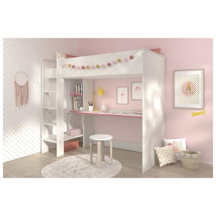 PARISOT JIM Lit mezzanine enfant contemporain décor pin memphis et ch