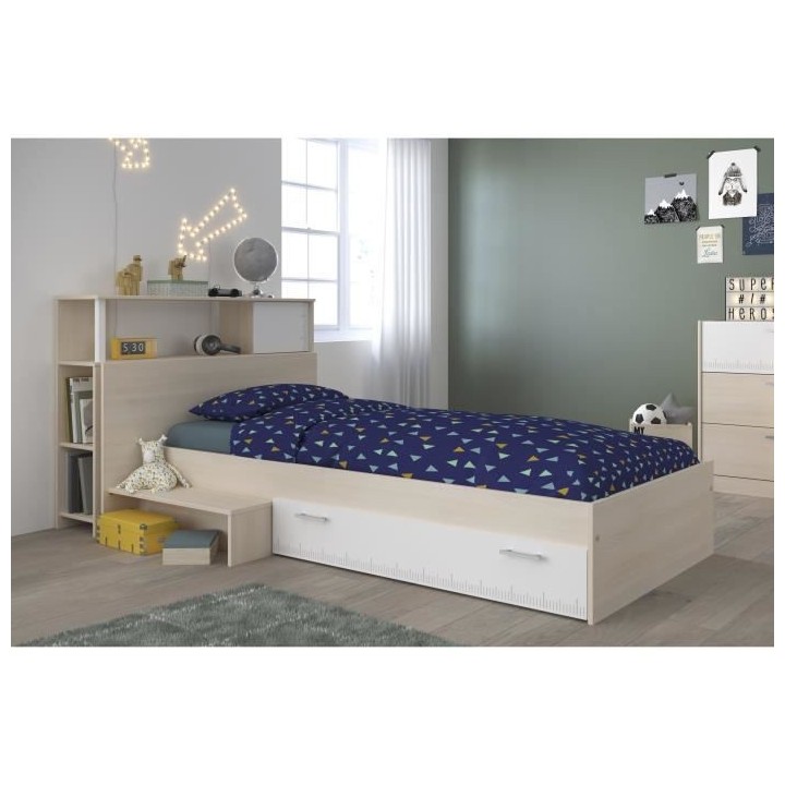 PARISOT Ensemble lit + tete de lit avec rangement - Style contemporain