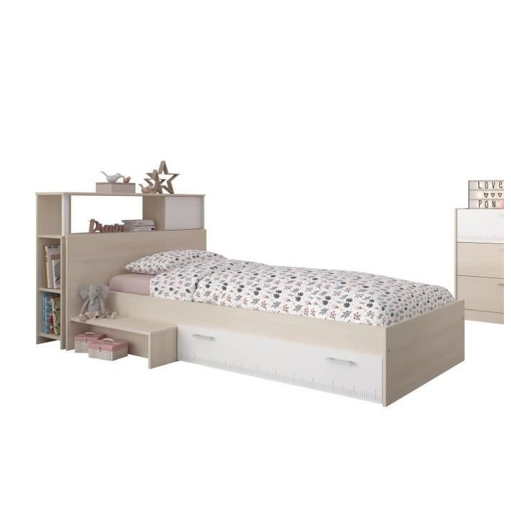 PARISOT Ensemble lit + tete de lit avec rangement - Style contemporain