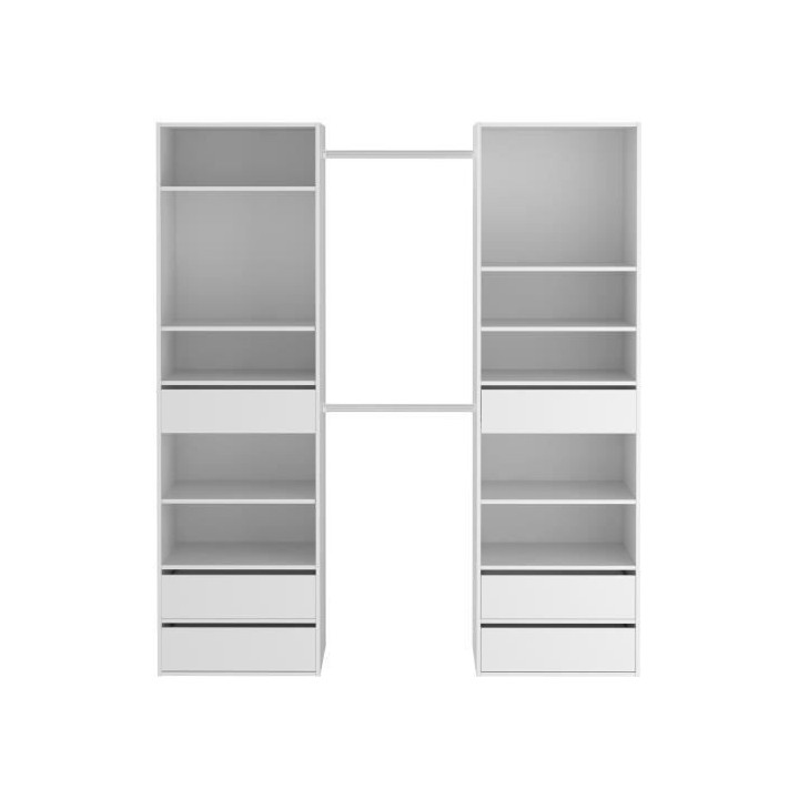 Kit dressing 2 colonnes + 2 penderies + 6 tiroirs - Décor blanc - L 1