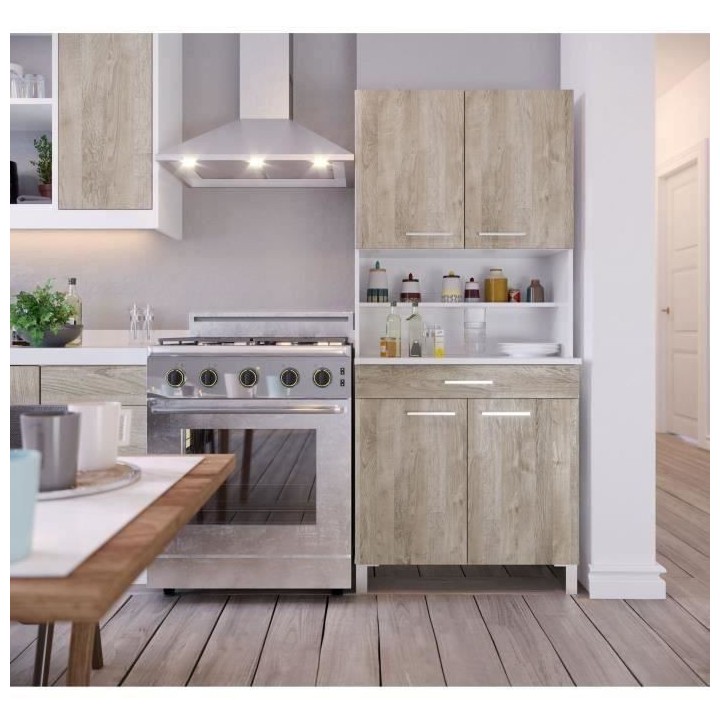 TACOMA Buffet de cuisine L 80 cm - décor chene