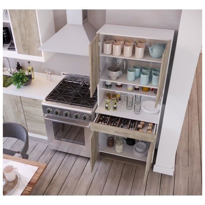 TACOMA Buffet de cuisine L 80 cm - décor chene