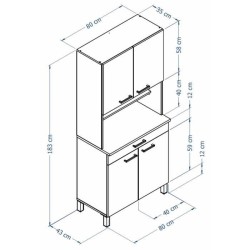 TACOMA Buffet de cuisine L 80 cm - décor chene