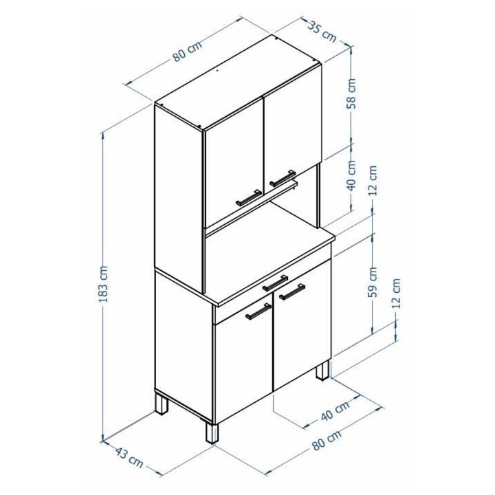 TACOMA Buffet de cuisine L 80 cm - décor chene
