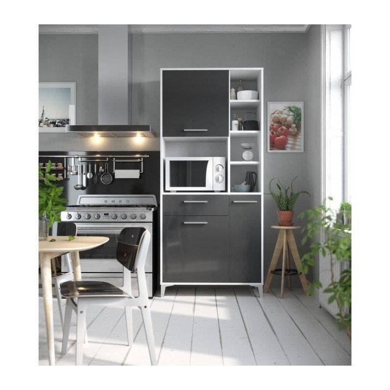 ECO Buffet de cuisine L 80 cm - Gris brillant