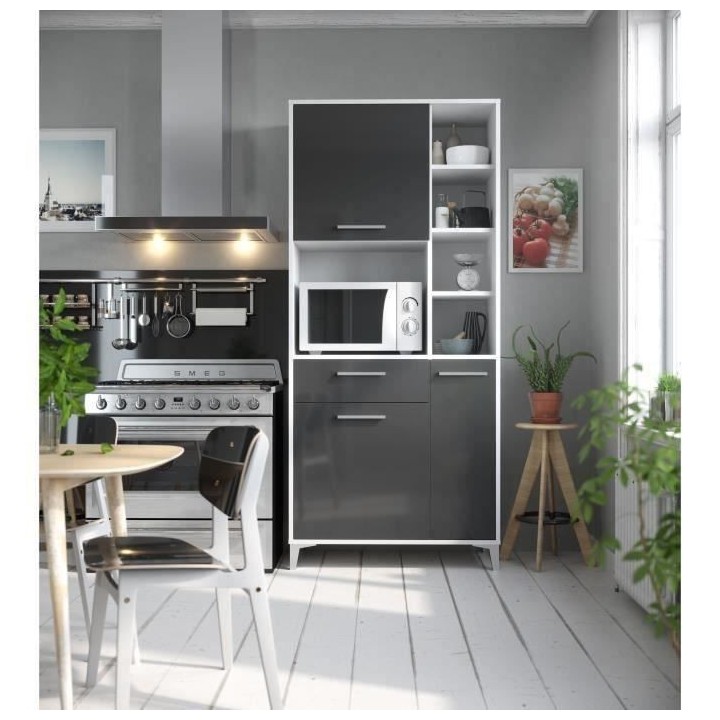 ECO Buffet de cuisine L 80 cm - Gris brillant