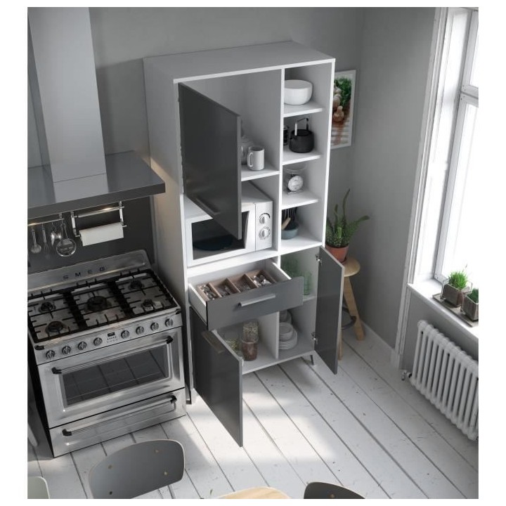 ECO Buffet de cuisine L 80 cm - Gris brillant