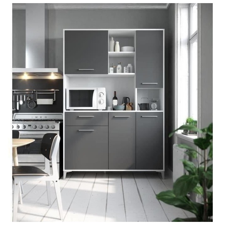 Buffet de cuisine - Gris mat - Style contemporain - 5 portes - ECO - L