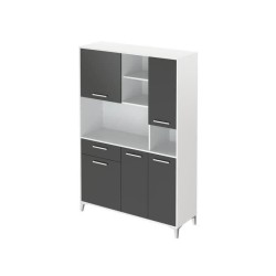 Buffet de cuisine - Gris mat - Style contemporain - 5 portes - ECO - L 120 x P 40 x H 178 cm