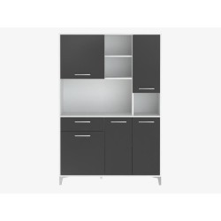 Buffet de cuisine - Gris mat - Style contemporain - 5 portes - ECO - L 120 x P 40 x H 178 cm