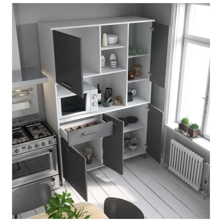 Buffet de cuisine - Gris mat - Style contemporain - 5 portes - ECO - L