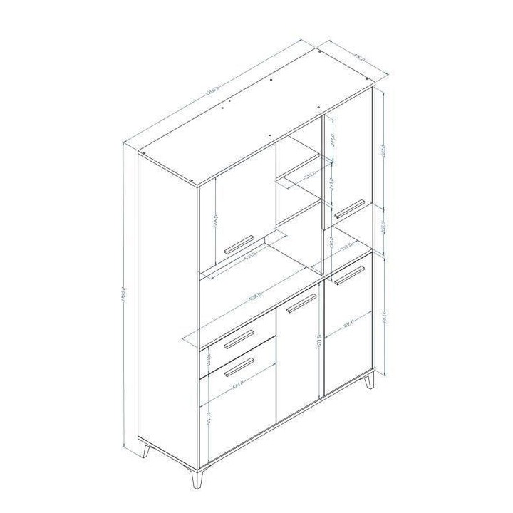 Buffet de cuisine - Gris mat - Style contemporain - 5 portes - ECO - L