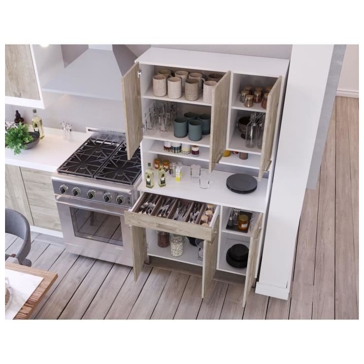 TACOMA Buffet de cuisine L 100 cm - décor chene