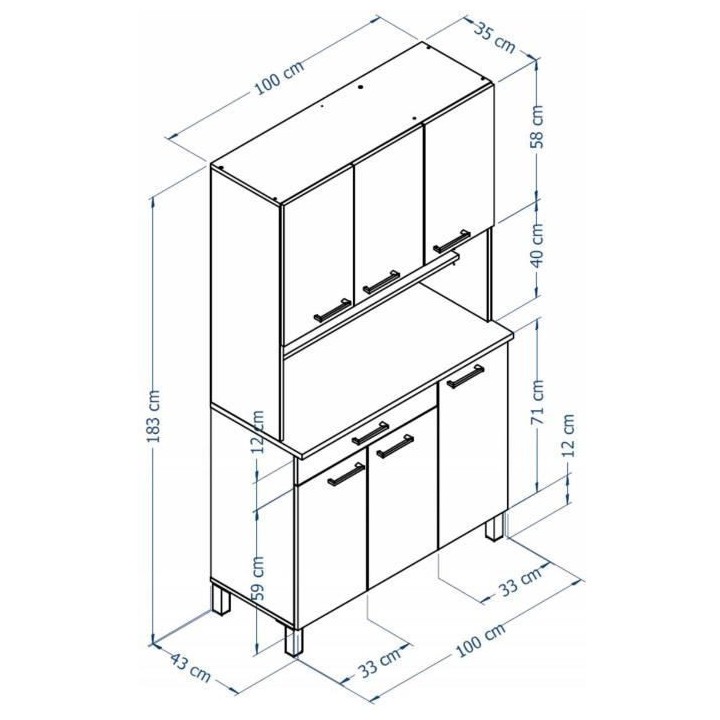 TACOMA Buffet de cuisine L 100 cm - décor chene
