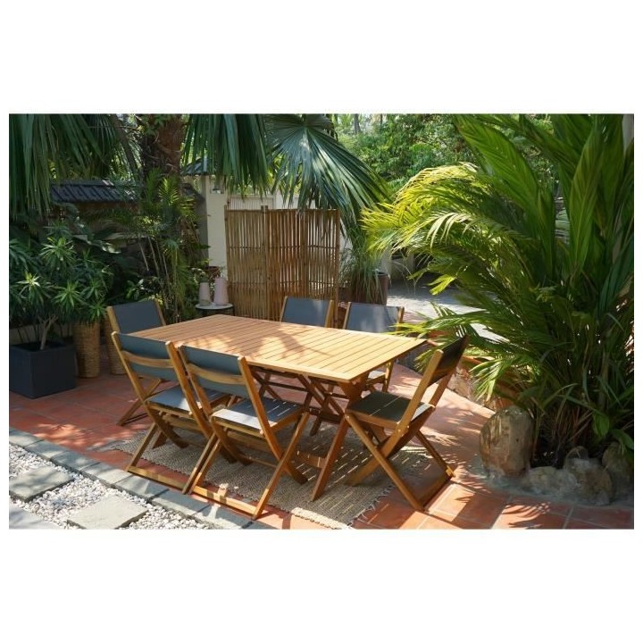 Table de jardin pliante 6 personnes - table 180x100cm en acacia FSC