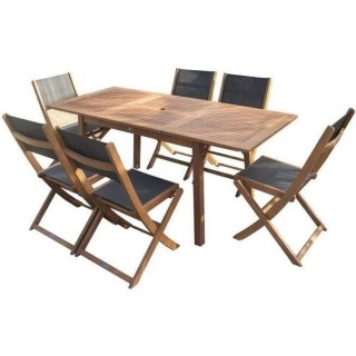 Ensemble repas de jardin 6 personnes - Table extensible 120-180 x 80 c