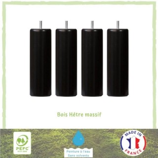 Jeu de pieds cylindriques Ø 6,2 cm H 19 cm Noir - Lot de 4