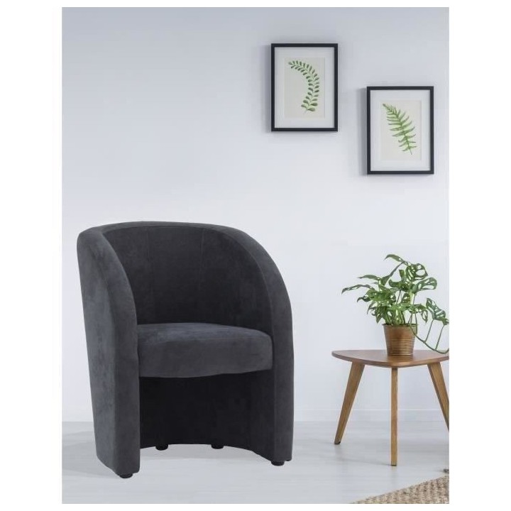 TED Fauteuil - Tissu Gris anthracite - L 59 x P 63 x H 77 cm