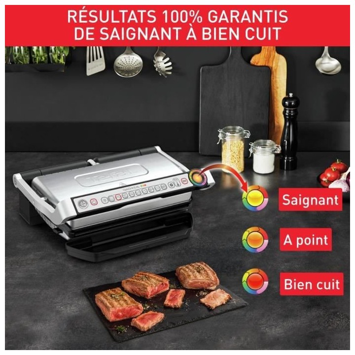 TEFAL GC724D12 Optigrill+ XL Grill viande, 9 programmes, Mode manuel,