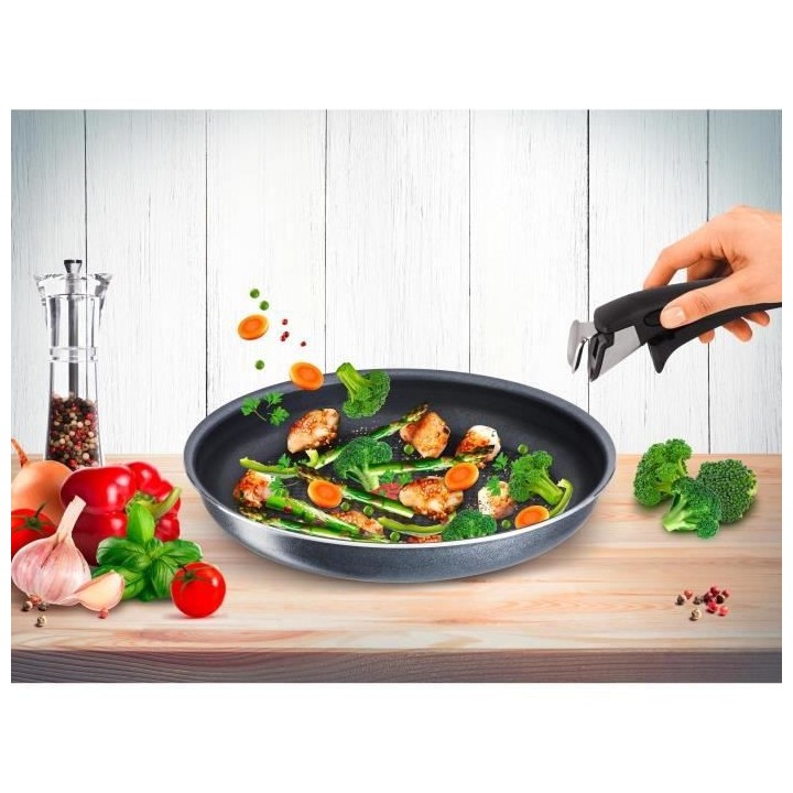 TEFAL Lot de 2 Poeles Ingenio Elegance avec poignée amovible - Ø 22
