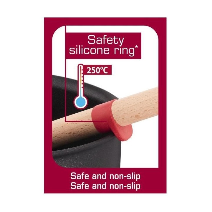 TEFAL Cuillere a risotto Ingenio - Bois hetre et silicone platinium -