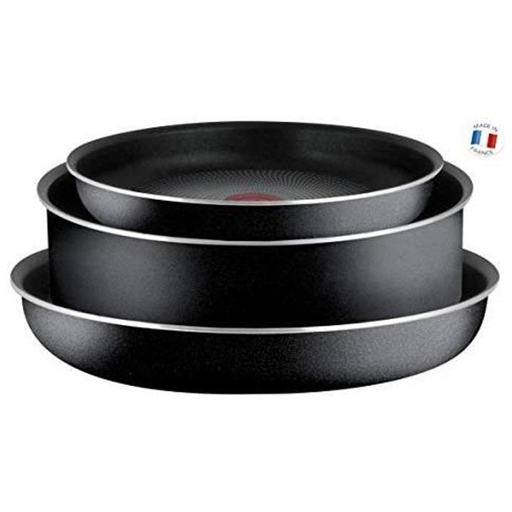 TEFAL INGENIO ESSENTIAL Noir Set de 3 Pieces Poeles 22/26 cm + Sauteus