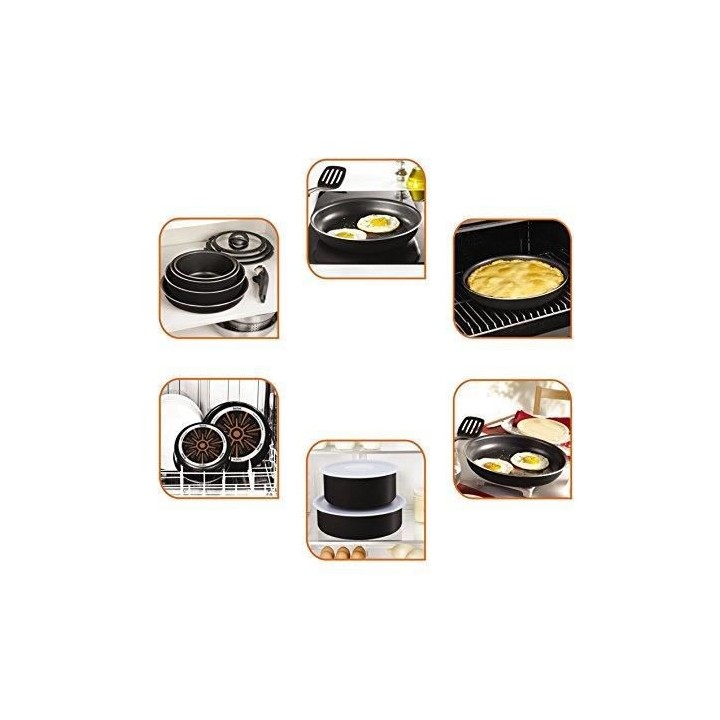 TEFAL INGENIO ESSENTIAL Noir Set de 3 Pieces Poeles 22/26 cm + Sauteus