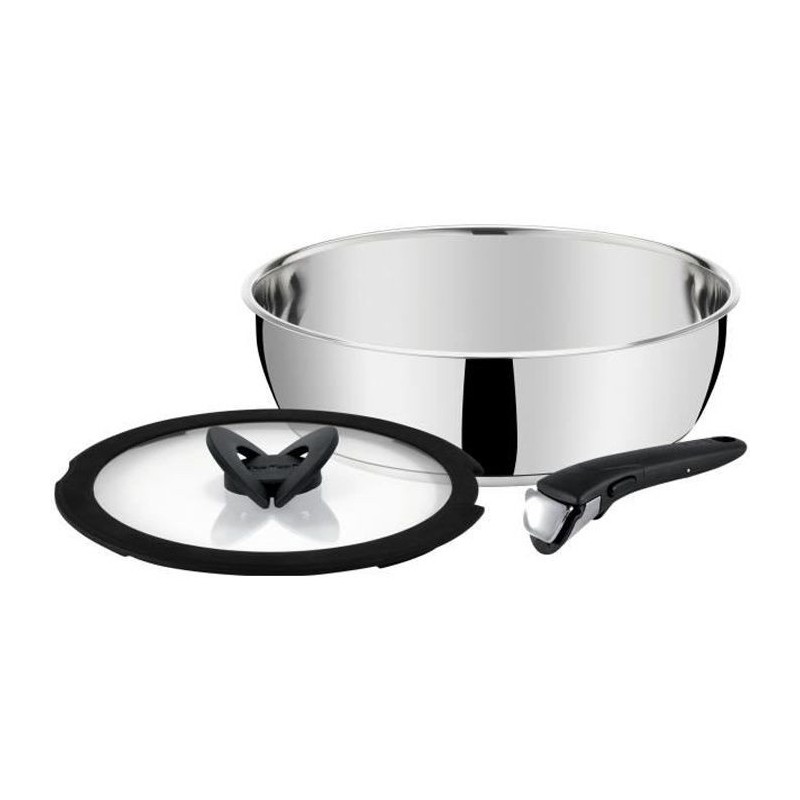 TEFAL Sauteuse 24 cm Ingenio Pro + couvercle + poignée - Tous feux dont Induction - Inox