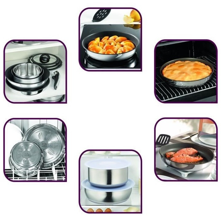 TEFAL Sauteuse 24 cm Ingenio Pro + couvercle + poignée - Tous feux do