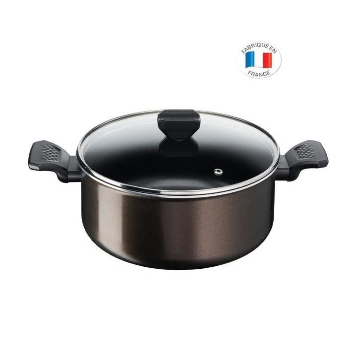TEFAL B5544602 Easy Cook&Clean Faitout 24cm (4,7L) + couv, Antiadhési
