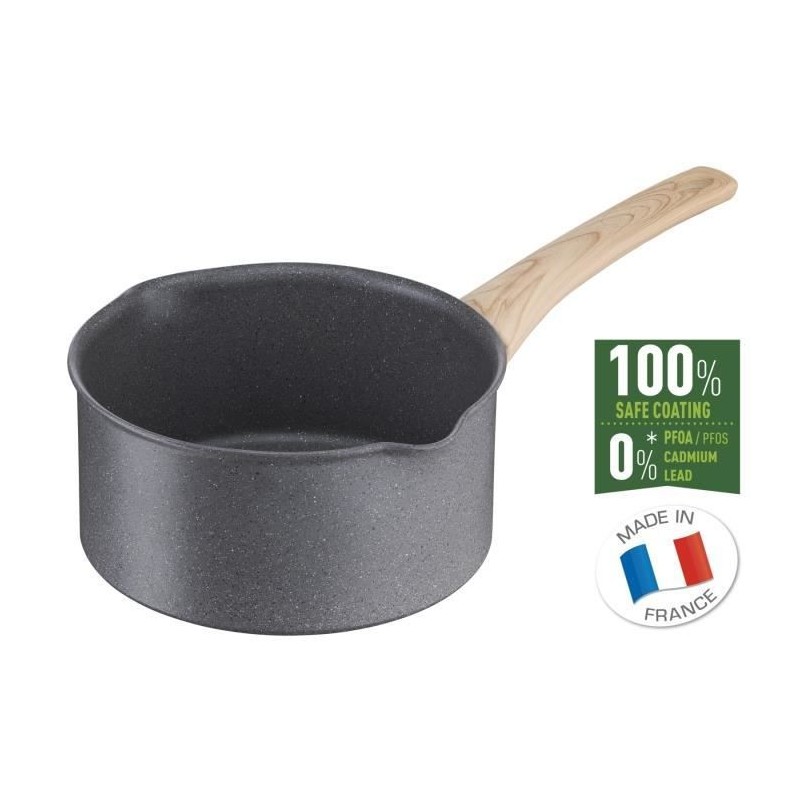 TEFAL G2662802 NATURAL FORCE casserole 16 cm/1,5 L, revetement antiadhésif Mineralia+, tous feux dont induction