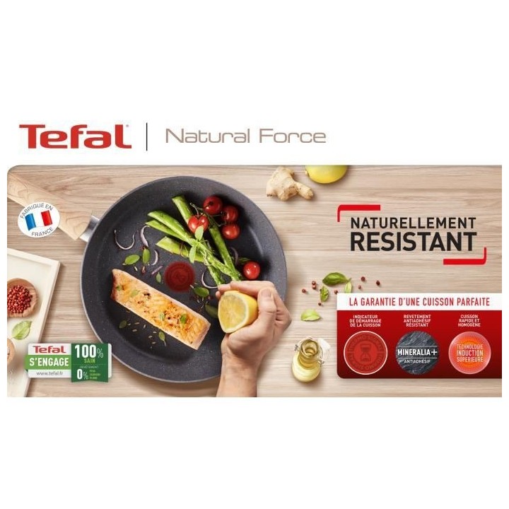 TEFAL G2660402 NATURAL FORCE poele 24 cm, revetement antiadhésif Mine